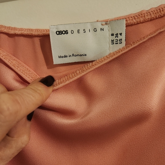 ASOS DESIGN Satin Slip Midi Skirt - Rose Pink Size 4 - Picture 5 of 6
